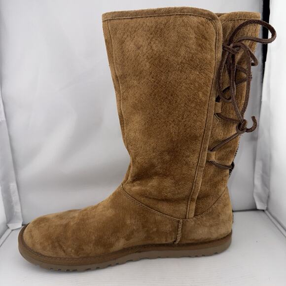 UGG Australia 1010820 Tasman Suede Boots Womens 8M Chestnut Pull On Back Lace - Picture 7 of 13
